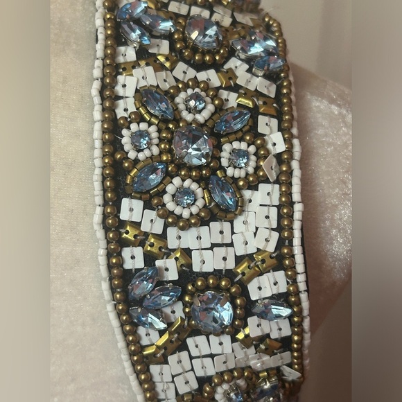 Sherri Hill Black Open Back Formal Dress Size 2 Blue/White Sequin Trim Maxi - Picture 5 of 9